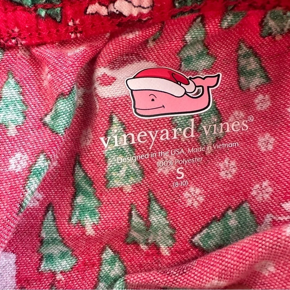 Kids Vineyard Vines Red Holiday Printed Pants sz S (8-10)
